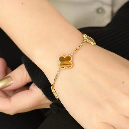 [Aurelle Style] CLOVER 5 MOTIFS TIGER EYE BRACELET COLLECTION