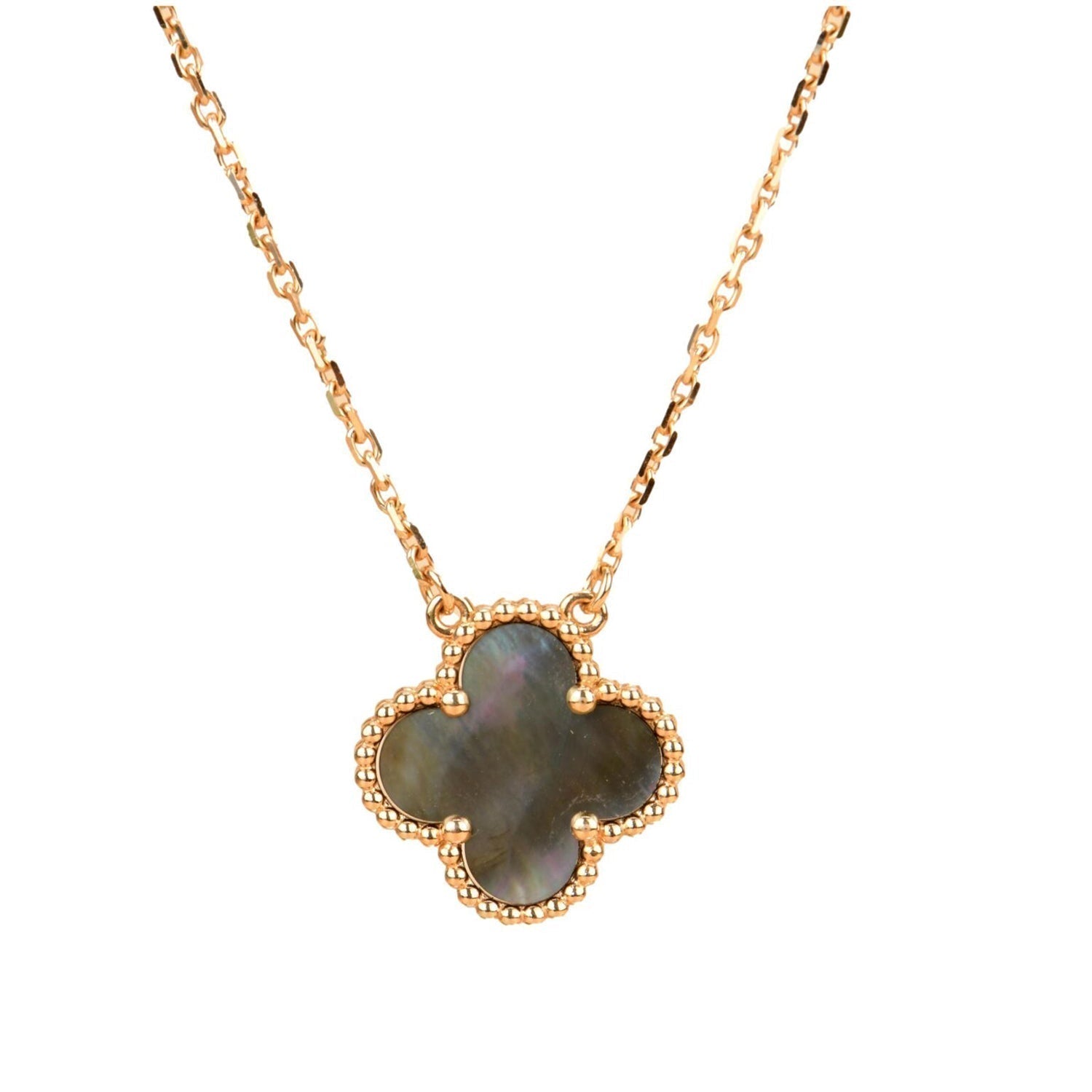 [Aurelle Style]CLOVER 15MM  GRAY MOTHER OF PEARL NECKLACE