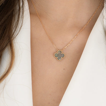 [Aurelle Style]CLOVER 15MM  GRAY MOTHER OF PEARL NECKLACE