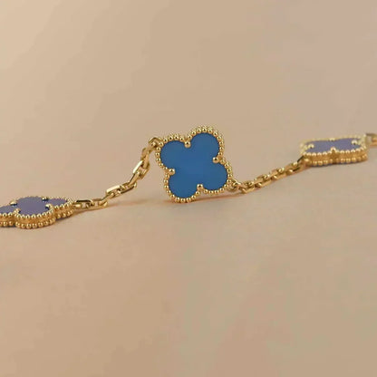 [Aurelle Style] CLOVER 5 MOTIF BLUE AGATE BRACELET COLLECTION
