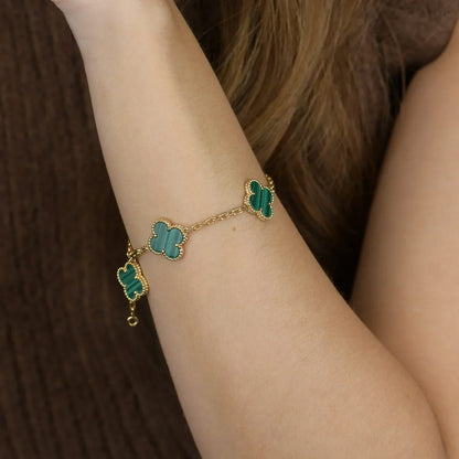 [Aurelle Style] CLOVER 5 MOTIF MALACHITE BRACELET COLLECTION