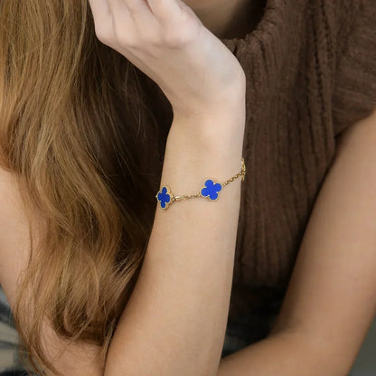 [Aurelle Style] CLOVER 5 MOTIF BLUE AGATE BRACELET COLLECTION