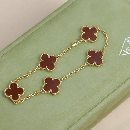 [Aurelle Style] CLOVER 5 MOTIF RED CORNELIAN BRACELET COLLECTION