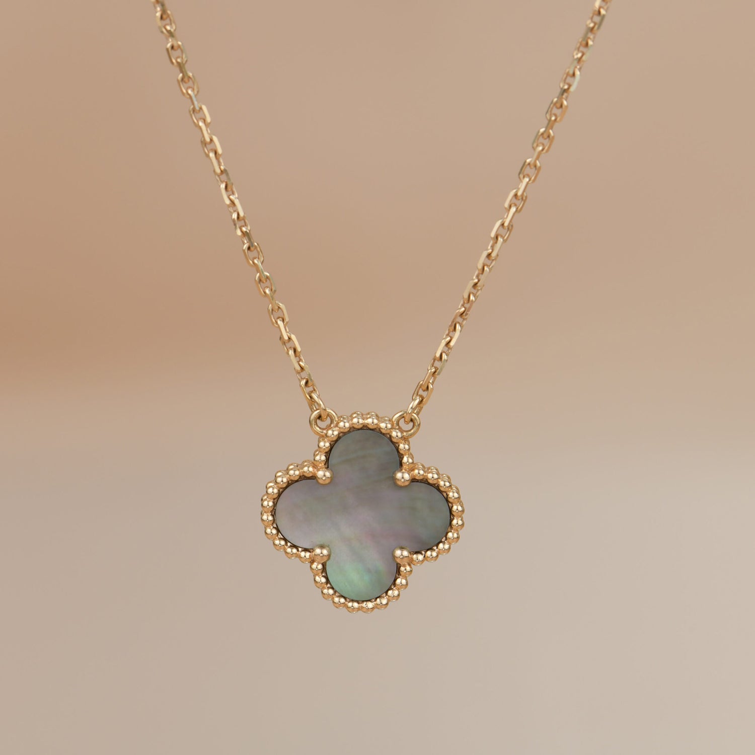 [Aurelle Style]CLOVER 15MM  GRAY MOTHER OF PEARL NECKLACE