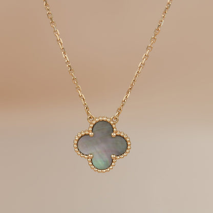 [Aurelle Style]CLOVER 15MM  GRAY MOTHER OF PEARL NECKLACE