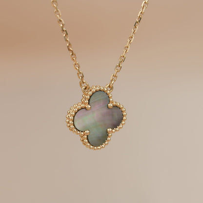 [Aurelle Style]CLOVER 15MM  GRAY MOTHER OF PEARL NECKLACE