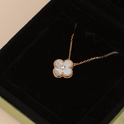[Aurelle Style]CLOVER 15MM DIAMOND WHITE FRITILLARIA NECKLACE