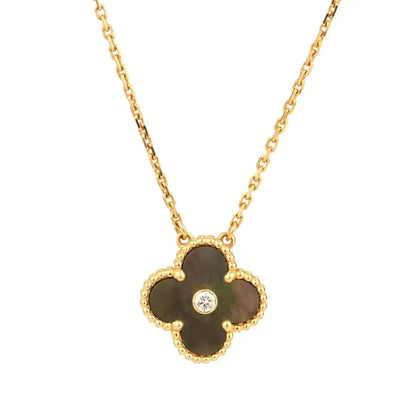 [Aurelle Style]CLOVER 15MM DIAMOND AND MOTHER-OF-GREY NECKLACE