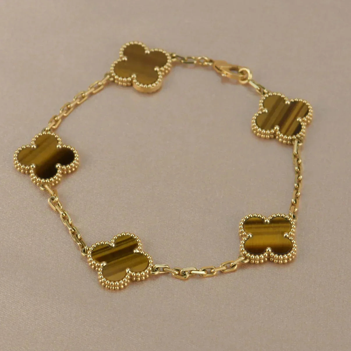 [Aurelle Style] CLOVER 5 MOTIFS TIGER EYE BRACELET COLLECTION