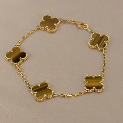 [Aurelle Style] CLOVER 5 MOTIFS TIGER EYE BRACELET COLLECTION