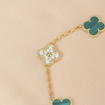 [Aurelle Style] CLOVER 5 MOTIF MALACHITE BRACELET COLLECTION