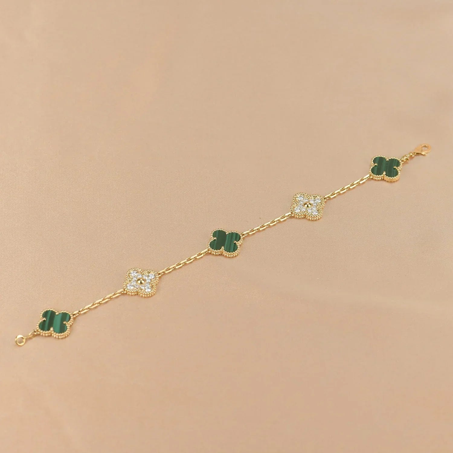 [Aurelle Style] CLOVER 5 MOTIF MALACHITE BRACELET COLLECTION