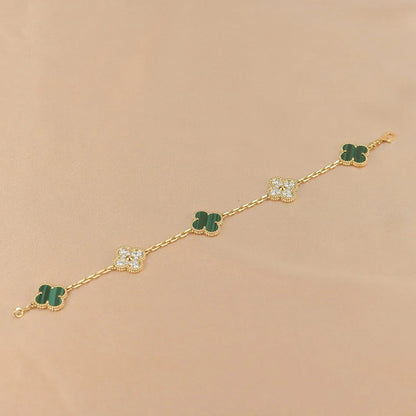 [Aurelle Style] CLOVER 5 MOTIF MALACHITE BRACELET COLLECTION