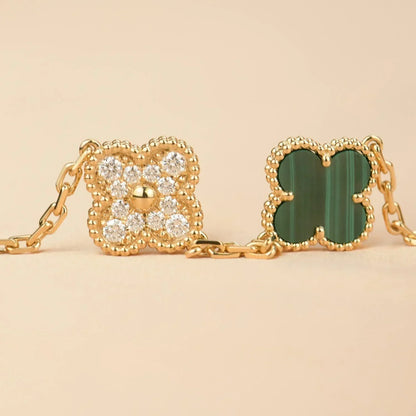 [Aurelle Style] CLOVER 5 MOTIF MALACHITE BRACELET COLLECTION