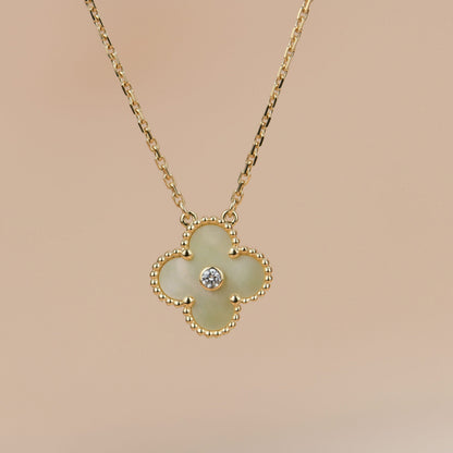 [Aurelle Style]CLOVER 15MM DIAMOND GOLD MOTHER OF PEARL NECKLACE