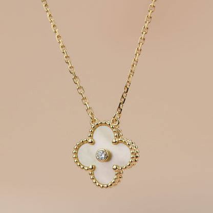 [Aurelle Style]CLOVER 15MM DIAMOND GOLD MOTHER OF PEARL NECKLACE