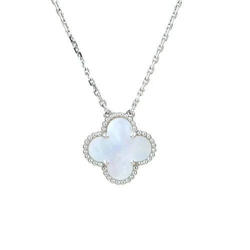 [TOP]CLOVER  15MM WHITE MOTHER-OF-PEARL SILVER