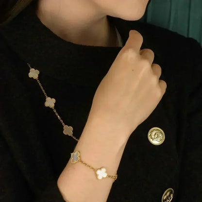 [Aurelle Style]CLOVER WHITE PEARL MOP 5 MOTIF BRACELET COLLECTION