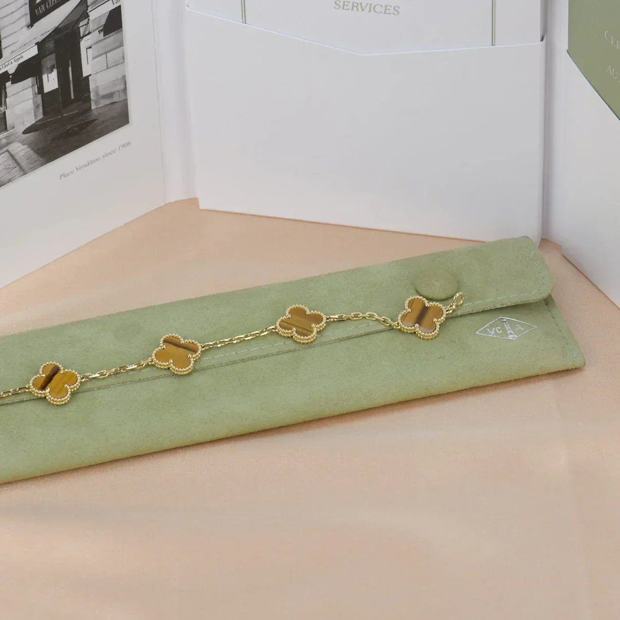 [Aurelle Style] CLOVER 5 MOTIFS TIGER EYE BRACELET COLLECTION