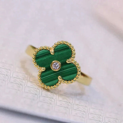 [Aurelle Style]CLOVER MALACHITE RING GOLD DIAMOND