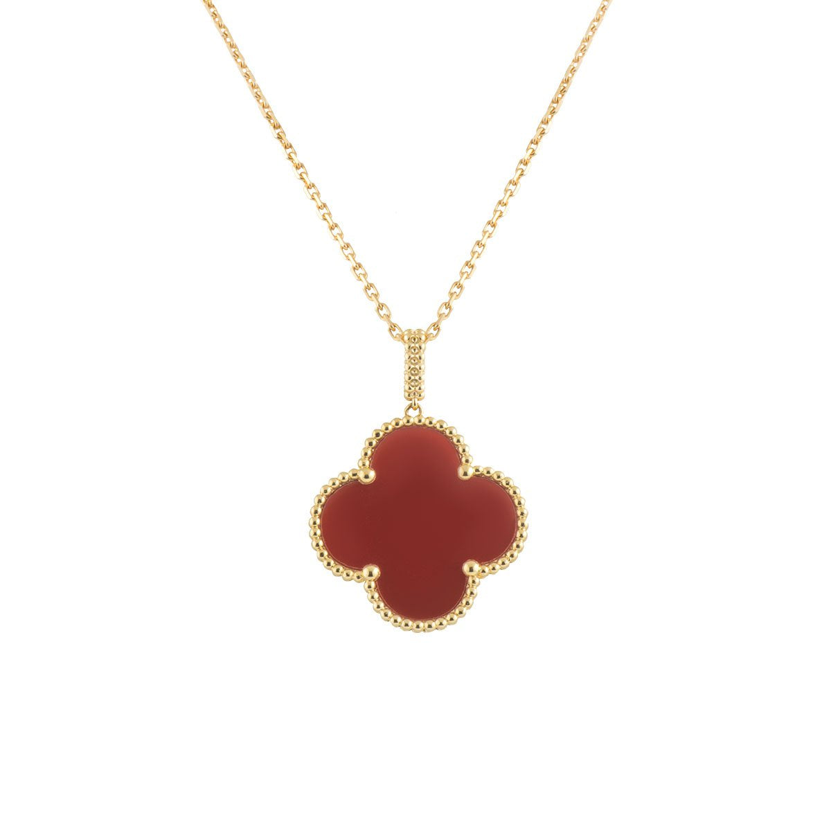 [Aurelle Style]CLOVER 25MM NECKLACE GOLD CARNELIAN