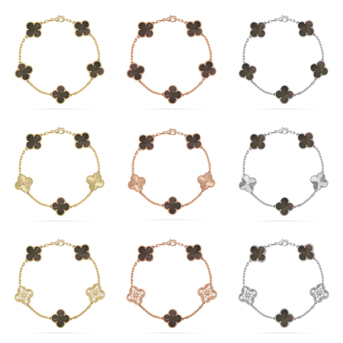 [Aurelle Style] CLOVER 5 MOTIF GRAY MOP BRACELET COLLECTION