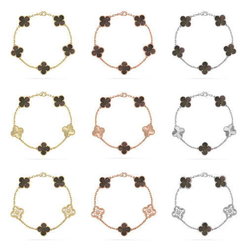 [Aurelle Style] CLOVER 5 MOTIF GRAY MOP BRACELET COLLECTION
