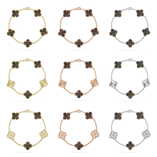 [Aurelle Style] CLOVER 5 MOTIF GRAY MOP BRACELET COLLECTION