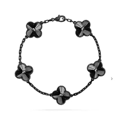 [Aurelle Style]CLOVER 5 MOTIF BLACK BRACELET