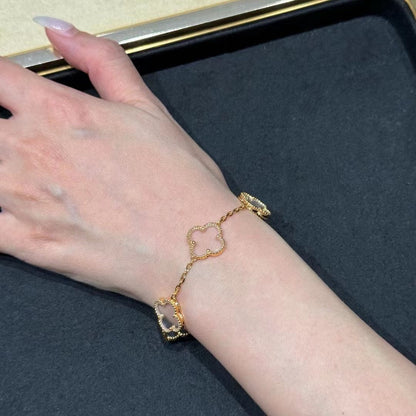[Aurelle Style]CLOVER 5 MOTIF ROCK CRYSTAL BRACELET
