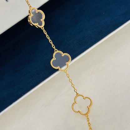 [Aurelle Style]CLOVER 5 MOTIF ROCK CRYSTAL BRACELET
