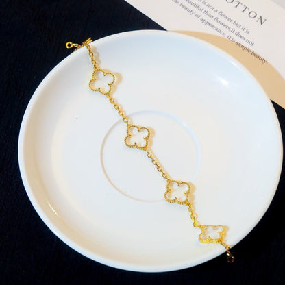 [Aurelle Style]CLOVER 5 MOTIF ROCK CRYSTAL BRACELET