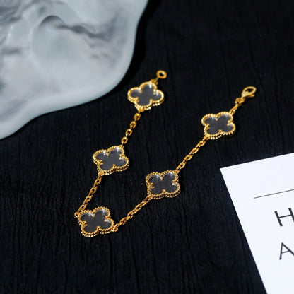 [Aurelle Style]CLOVER 5 MOTIF ROCK CRYSTAL BRACELET