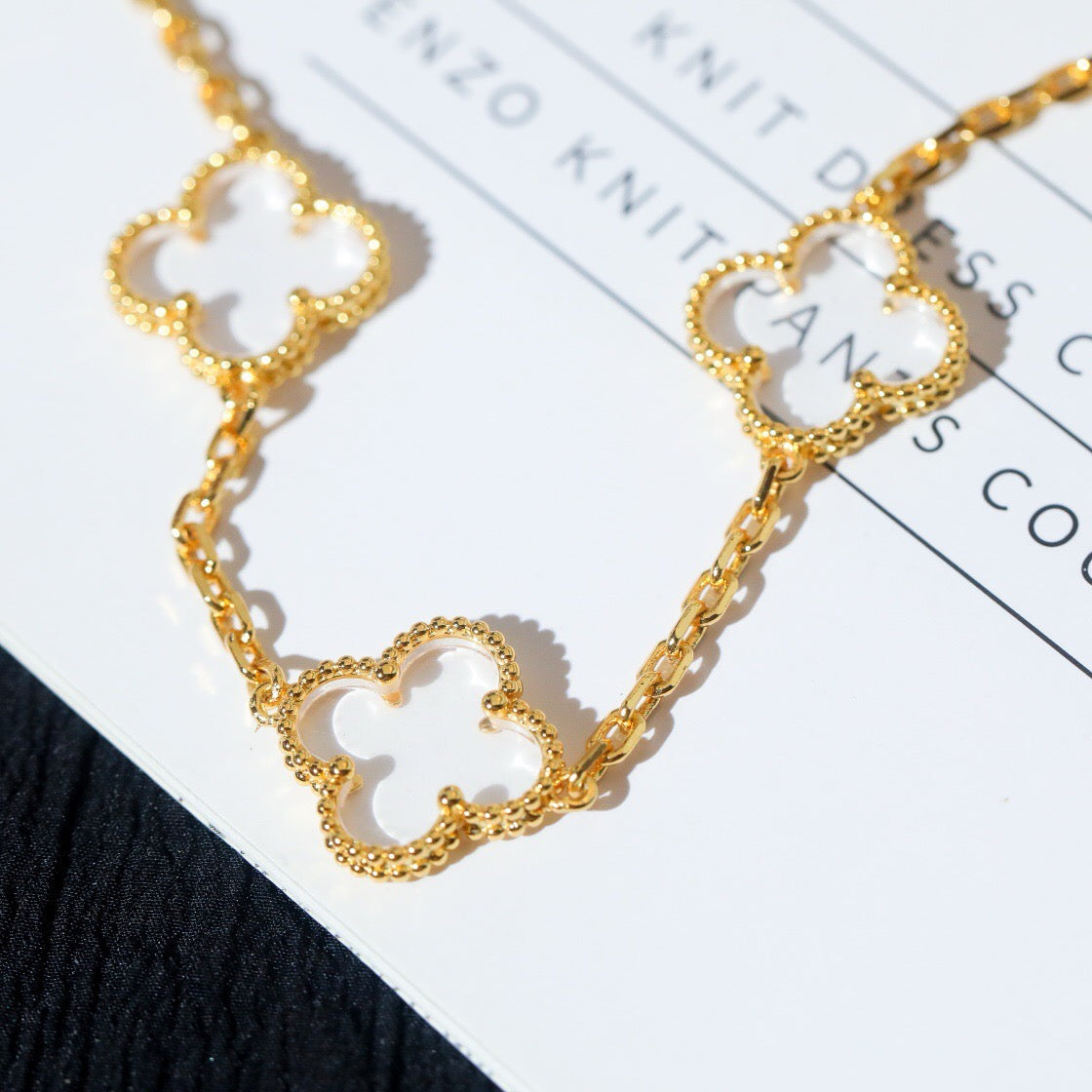 [Aurelle Style]CLOVER 5 MOTIF ROCK CRYSTAL BRACELET
