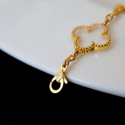 [Aurelle Style]CLOVER 5 MOTIF ROCK CRYSTAL BRACELET