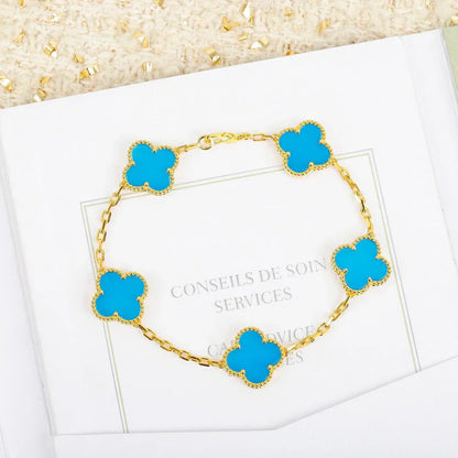[Aurelle Style] CLOVER 5 MOTIF TURQUOISE BRACELET COLLECTION