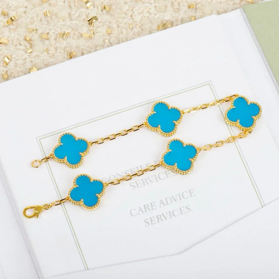 [Aurelle Style] CLOVER 5 MOTIF TURQUOISE BRACELET COLLECTION