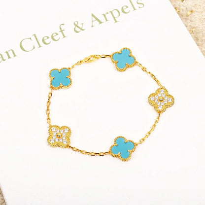 [Aurelle Style] CLOVER 5 MOTIF TURQUOISE BRACELET COLLECTION