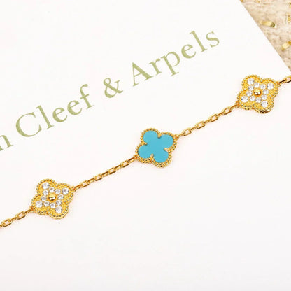 [Aurelle Style] CLOVER 5 MOTIF TURQUOISE BRACELET COLLECTION