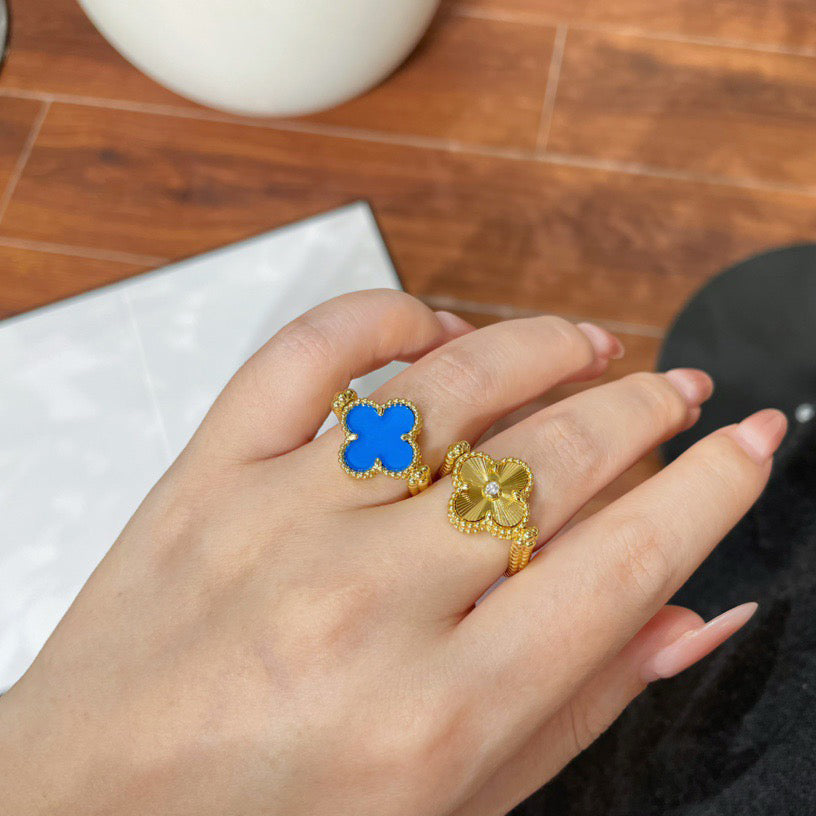 [Aurelle Style]CLOVER RIVERSIBLE BLUE AGATE RING