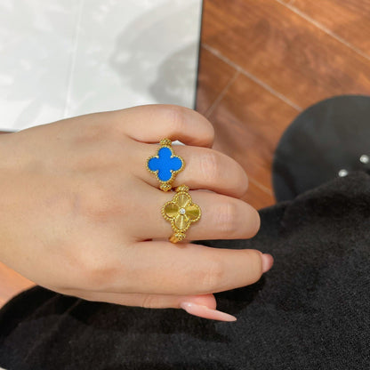 [Aurelle Style]CLOVER RIVERSIBLE BLUE AGATE RING