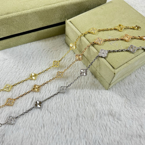 [Aurelle Style]CLOVER 6 MOTIF DIAMOND LASER BRACELET