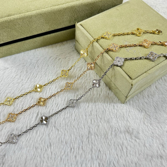[Aurelle Style]CLOVER 6 MOTIF DIAMOND LASER BRACELET