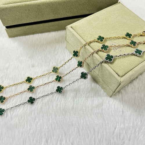 [Aurelle Style]CLOVER 6 MOTIF MALACHITE BRACELET