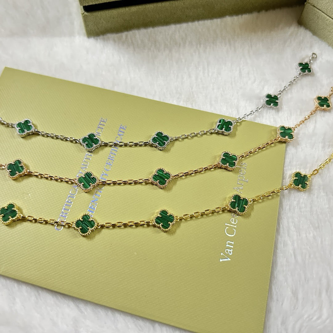 [Aurelle Style]CLOVER 6 MOTIF MALACHITE BRACELET