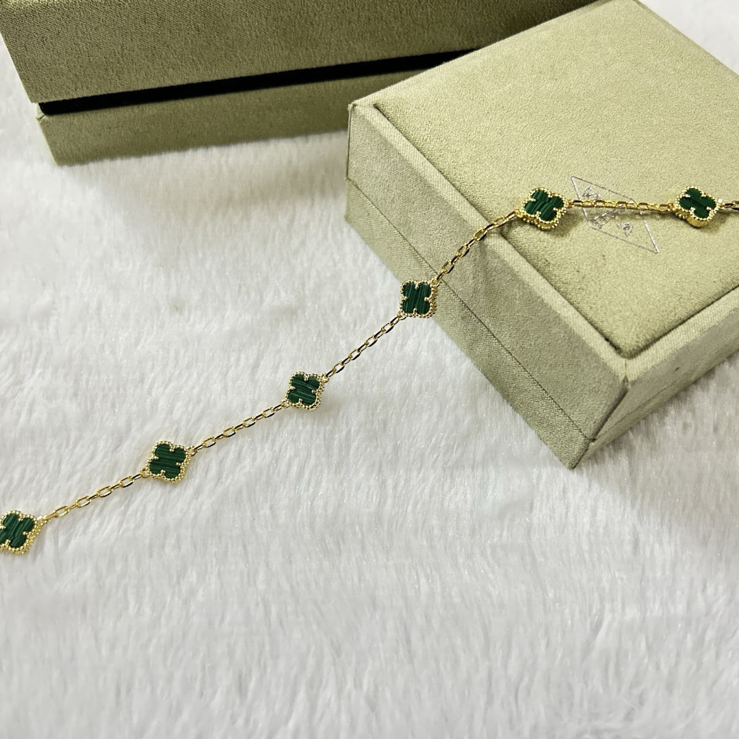 [Aurelle Style]CLOVER 6 MOTIF MALACHITE BRACELET