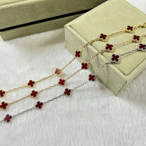 [Aurelle Style]CLOVER 6 MOTIF RED AGATE BRACELET