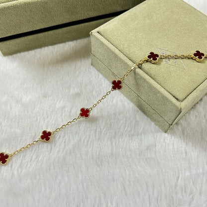 [Aurelle Style]CLOVER 6 MOTIF RED AGATE BRACELET