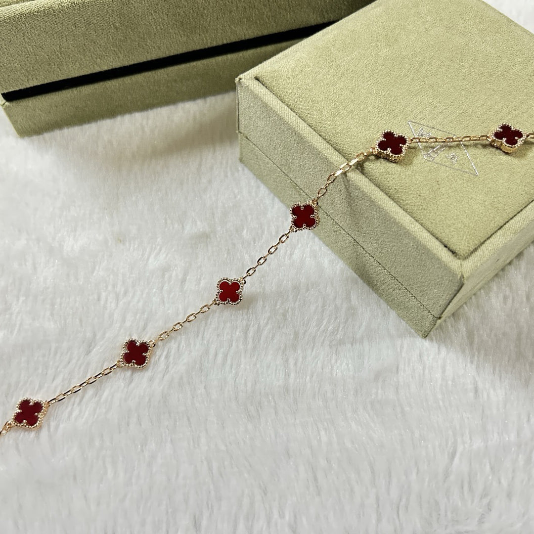 [Aurelle Style]CLOVER 6 MOTIF RED AGATE BRACELET