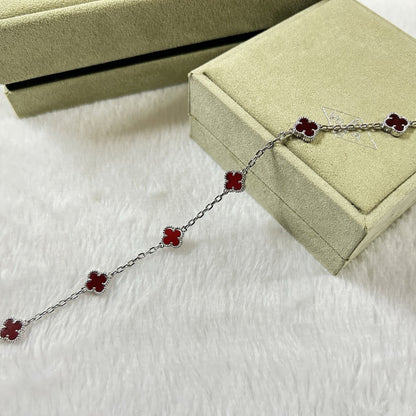 [Aurelle Style]CLOVER 6 MOTIF RED AGATE BRACELET